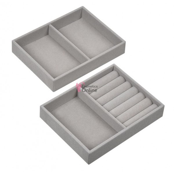 Cutie pentru depozitare bijuterii SPZ005 - MJ 1223609 Gri, set 2 bucati